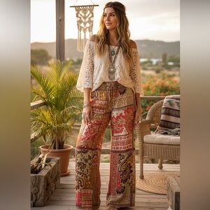 Bohemian Multicolor Wide-Leg Pants